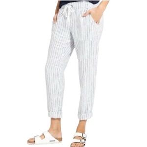 Athleta Bali Linen Striped Cuffed Ankle Pants Size 8T